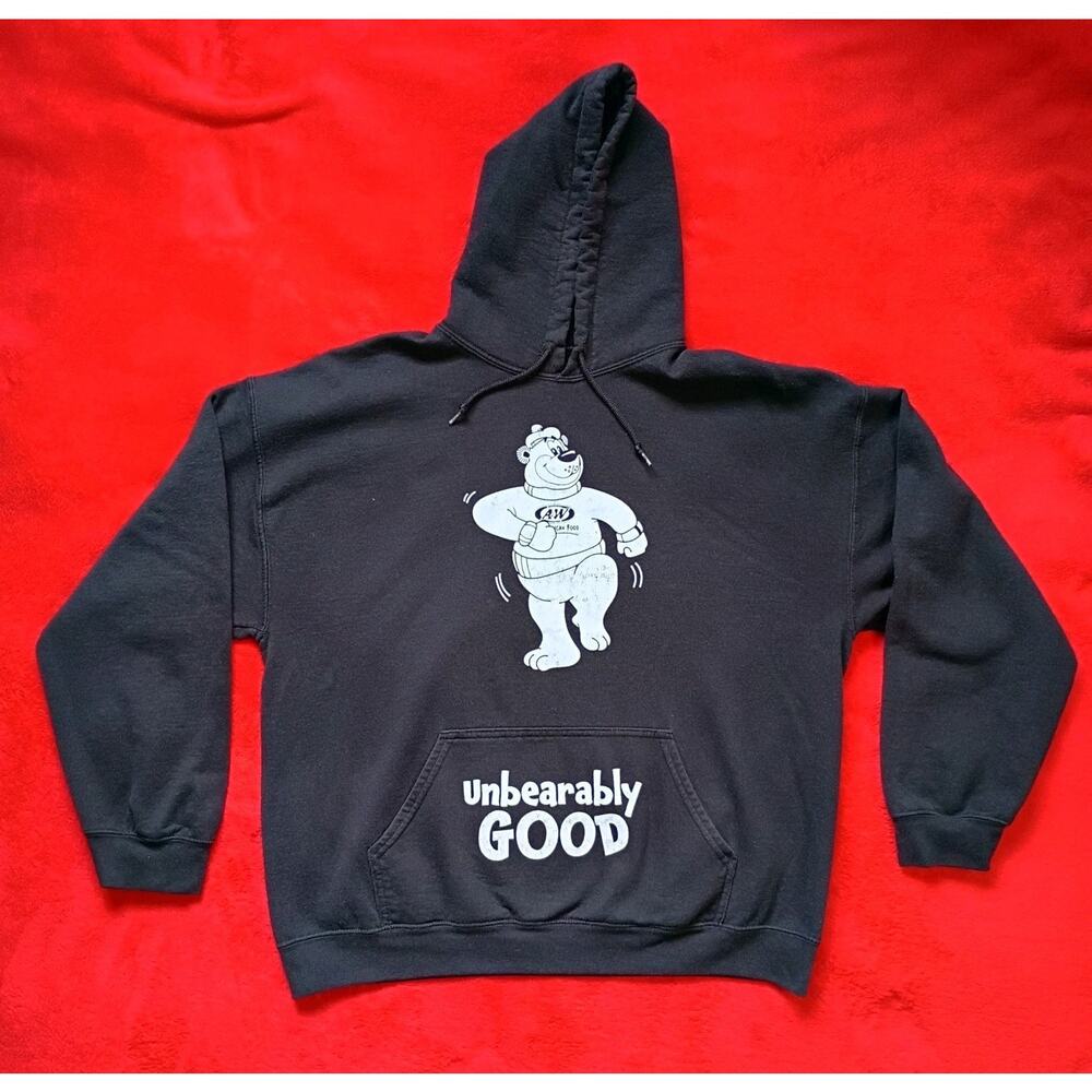 Vtg A&W Root Beer Rooty The Great Root Bear Shirt Hoodie Rare Sz L 1980 Mascot
